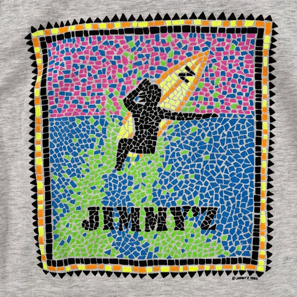 Vintage 90s JIMMY'Z JIMMY Z Surf Skate T-Shirt Mens Medium Gray Single Stitch - Picture 8 of 11